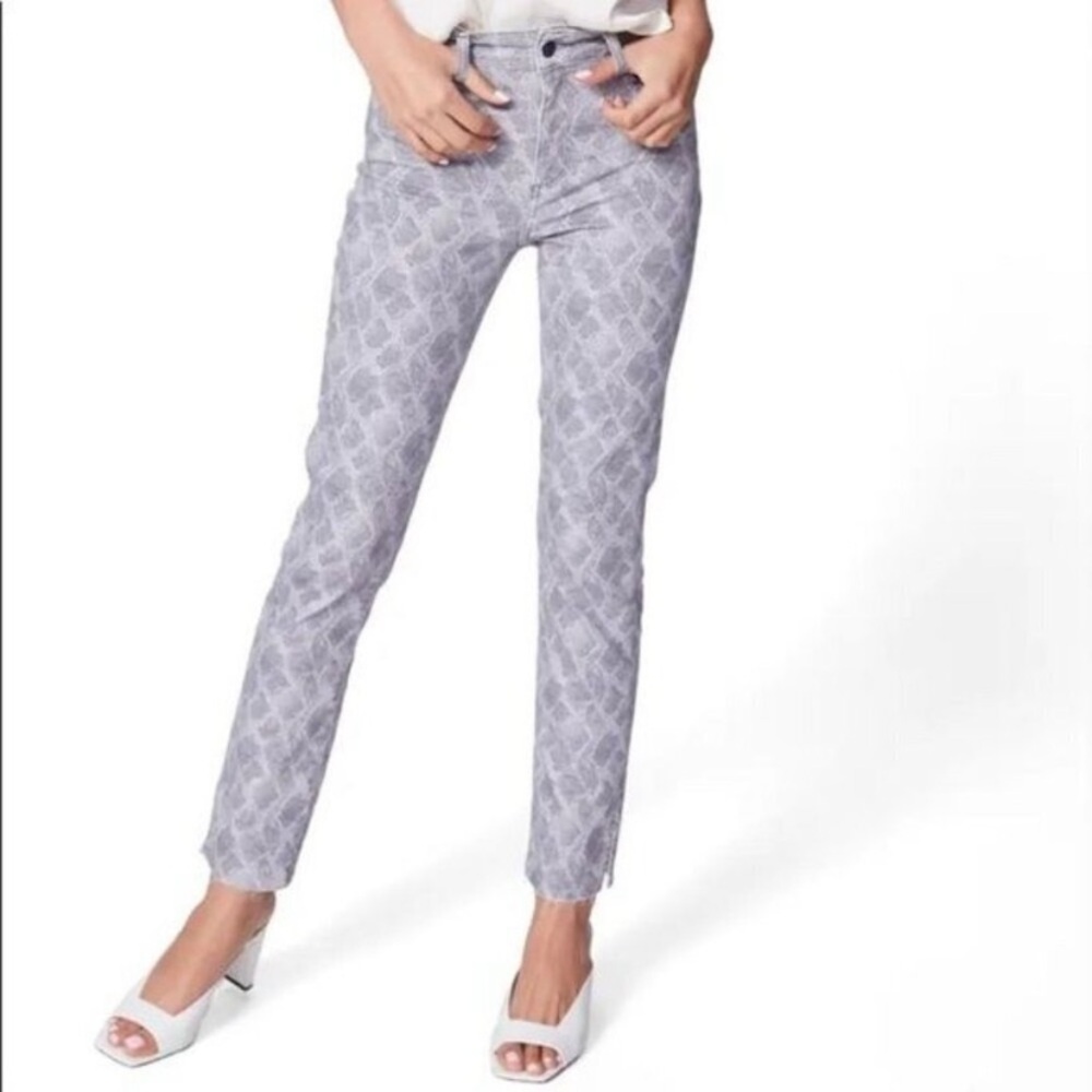 PAIGE Hoxton Slim Jeans Python Snakeskin Animal Print Patterned Grey Size 28